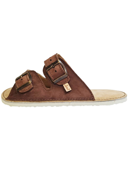 Sandales Nubuck Marron – Double Boucle – Semelle Blanche Ultralégère | En Stock | Tomar Creation
