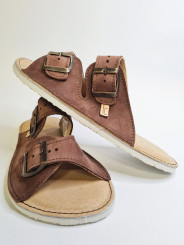 Brown Nubuck Sandals – Double Buckle – Ultra-Light White Sole | In Stock | Tomar Creation