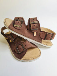 Sandales Nubuck Marron – 3 Boucles – Maintien Talon – Semelle Blanche Ultralégère | En Stock | Tomar Creation