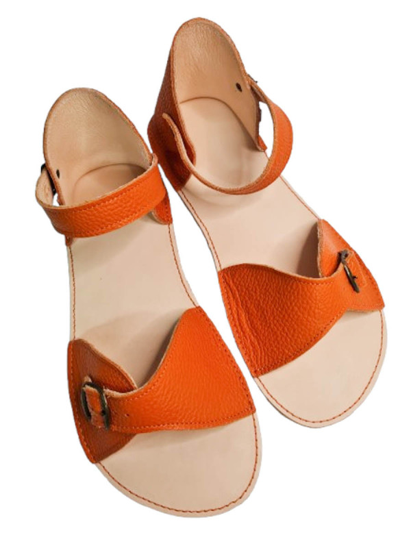with adjustable buckle  flat sandals barefoot shoes wide in leather