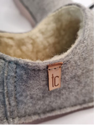 Babouches en laine bouillie mérinos et doublé de cuir