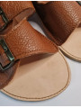 Minimalist wide and soft double buckle flat sandals