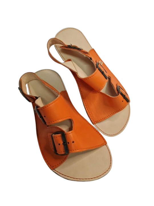 Minimalist wide and soft double buckle flat sandals