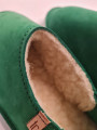 Leather slippers slip-on christmas green color