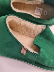 Leather slippers slip-on christmas green color