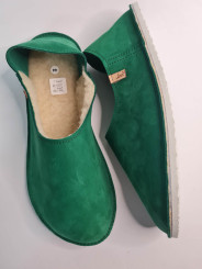 Leather slippers slip-on christmas green color