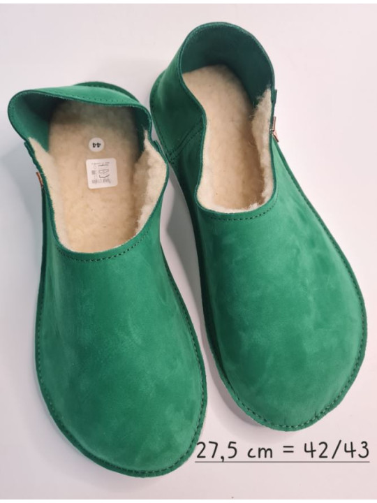 Leather slippers slip-on christmas green color