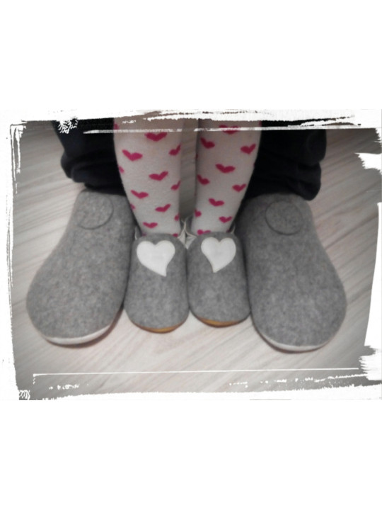 Chaussons laine mérinos gris clair