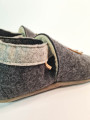 Chaussons en laine motif mouton en laine bouillie naturelle anthracite