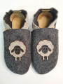 Chaussons en laine motif mouton en laine bouillie naturelle anthracite