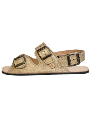 Adjustable three-buckle barefoot leather sandals