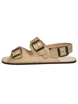 Adjustable three-buckle barefoot leather sandals