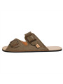 Double buckle sandals taupe