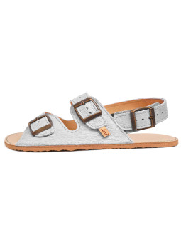 Adjustable three-buckle barefoot leather sandals