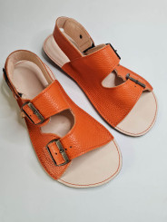 Sandales ajustables trois boucles en cuir barefoot large plate