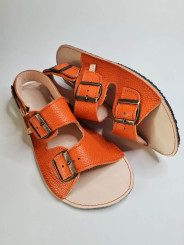 Sandales ajustables trois boucles en cuir barefoot large plate