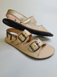 Adjustable three-buckle barefoot leather sandals