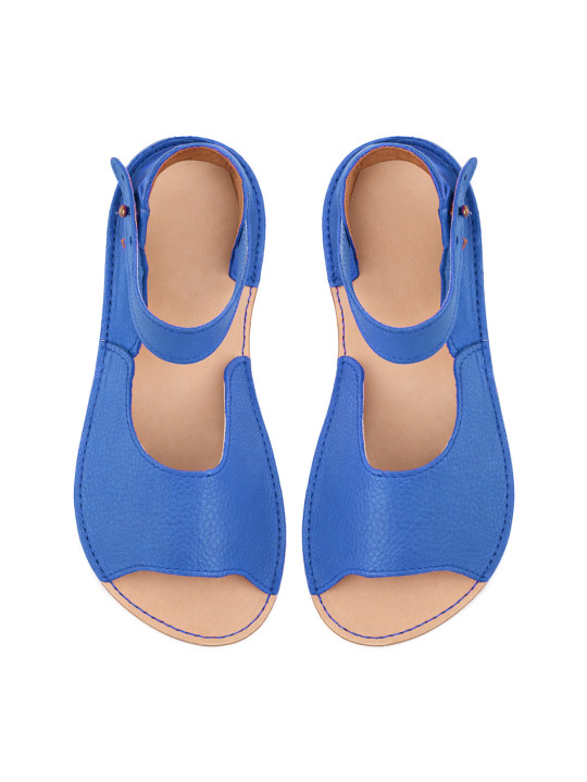 Soft leather flat sandals barefoot shoes wide