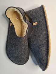 Babouches en laine bouillie mérinos et doublé de cuir