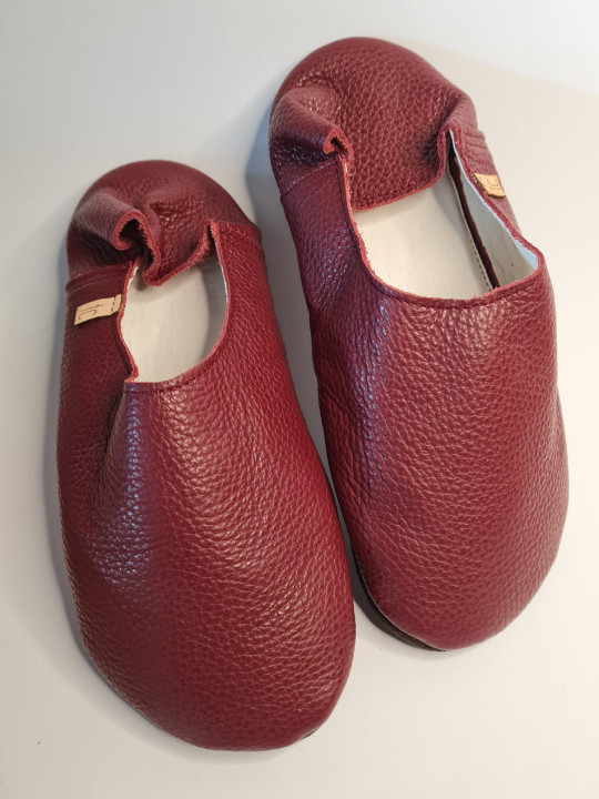 Papuče Babouche s podšívkou z bio kože vo farbe bordo