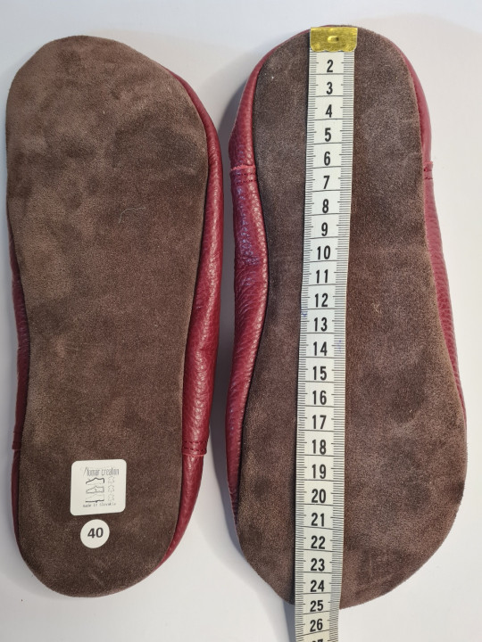 Papuče Babouche s podšívkou z bio kože vo farbe bordo