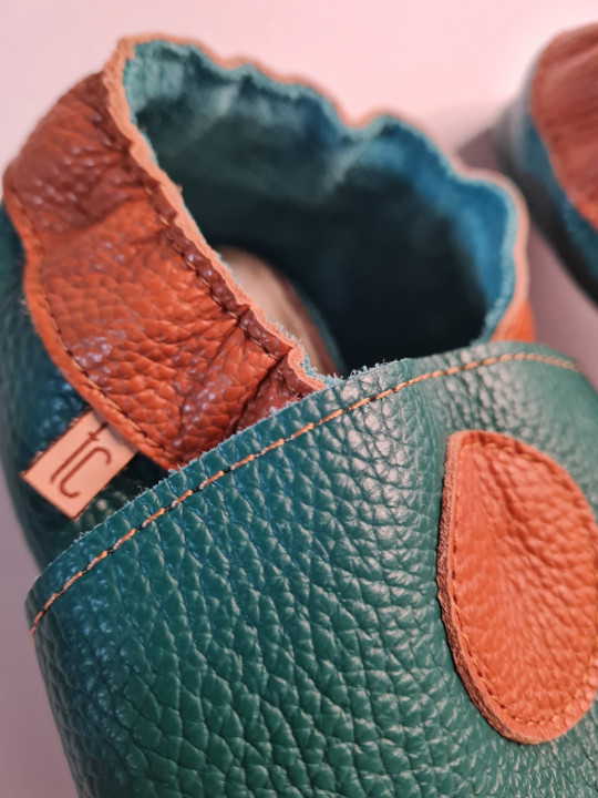 Soft sole leather slippers, typical for barefoot shoes