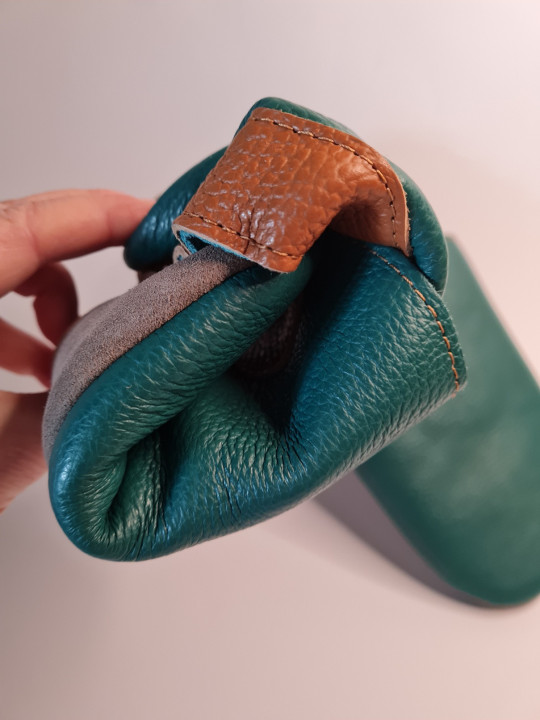 Soft sole leather slippers, typical for barefoot shoes