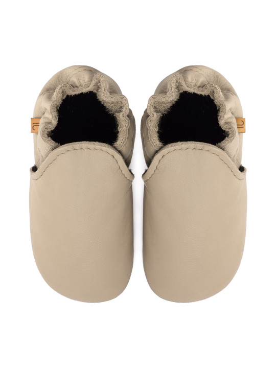 Chaussons en cuir souple vert