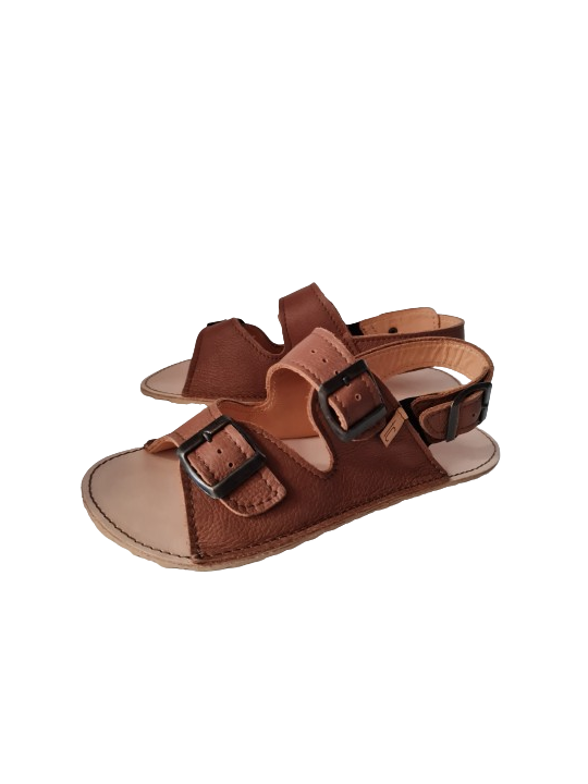 Sandales ajustables trois boucles en cuir barefoot