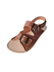 Adjustable three-buckle barefoot leather sandals