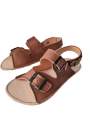 Adjustable three-buckle barefoot leather sandals
