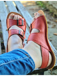 Sandales ajustables trois boucles en cuir barefoot