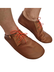 Soft leather slippers with lace-up closure for a perfect fit.