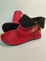 minimalist barefoot red leather boots,wool lining, handmade size 40
