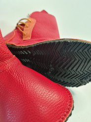 minimalist barefoot red leather boots,wool lining, handmade size 40