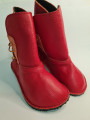minimalist barefoot red leather boots,wool lining, handmade size 40