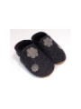 Chaussons laine mérinos décors au féminin fleurs