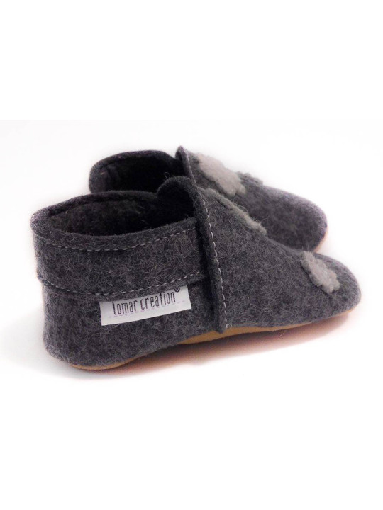 Chaussons laine mérinos décors au féminin fleurs