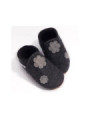 Chaussons laine mérinos décors au féminin fleurs