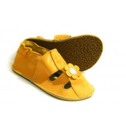 Chaussons fleur jaune - semelles en gomme ou en cuir