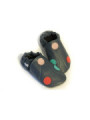 Pois pastels sur fond bleu chaussons souples en cuir