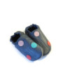 Pois pastels sur fond bleu chaussons souples en cuir