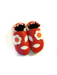 Fleurs sur fond rouge