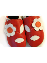 Fleurs sur fond rouge