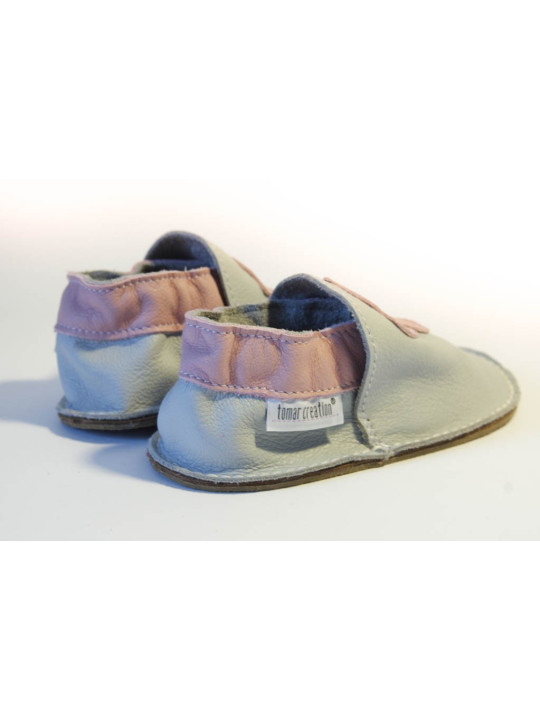 Petite gomme - gris clair - papillon rose