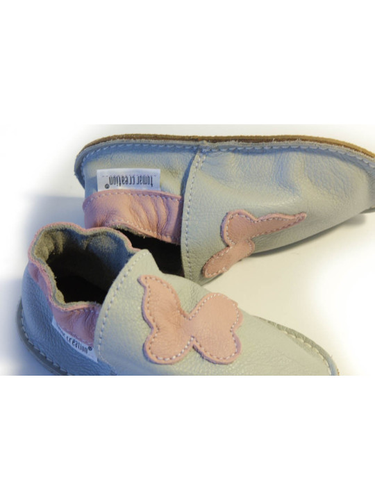 Petite gomme - gris clair - papillon rose