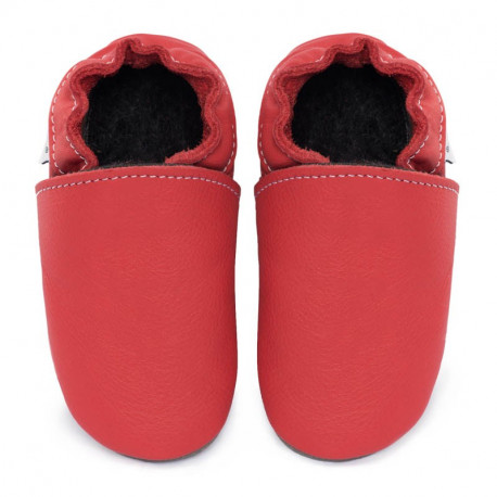 chaussons cuir - rosso fueco