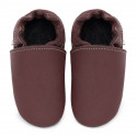 Soft leather slippers - bordo