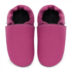 Soft leather slippers - fuxia