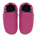 chaussons cuir - fuxia